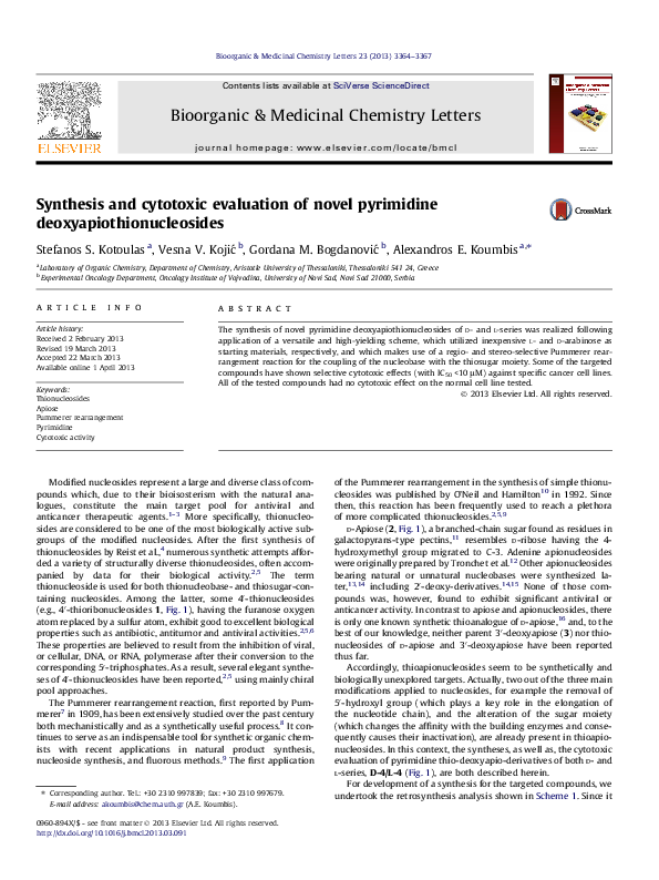 (PDF) Synthesis and cytotoxic evaluation of novel pyrimidine ...