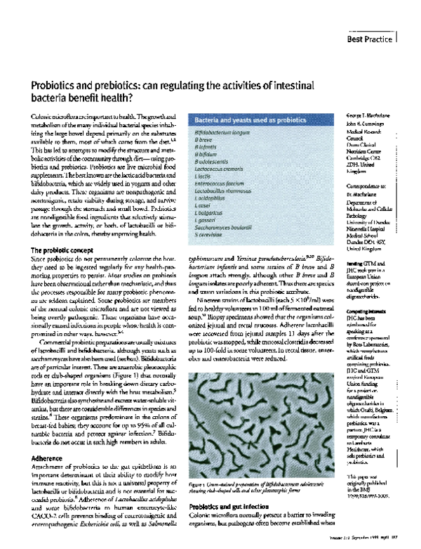 (PDF) Probiotics and prebiotics: can regulating the activities of ...