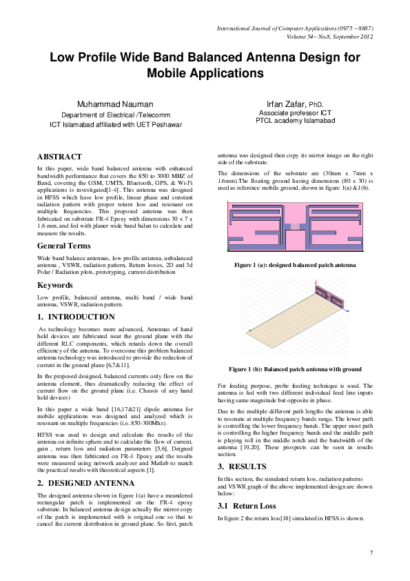 (PDF) Low Profile Wide Band Balanced Antenna Design for Mobile Applications