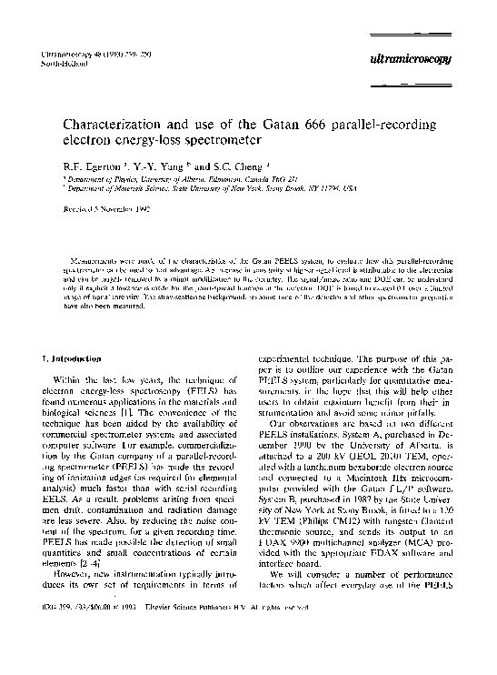 (PDF) Characterization and use of the Gatan 666 parallel-recording ...