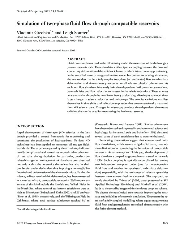(PDF) Simulation of two-phase fluid flow through compactible reservoirs