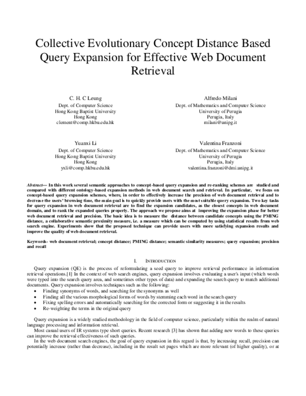 (PDF) Collective Evolutionary Concept Distance Based Query Expansion ...
