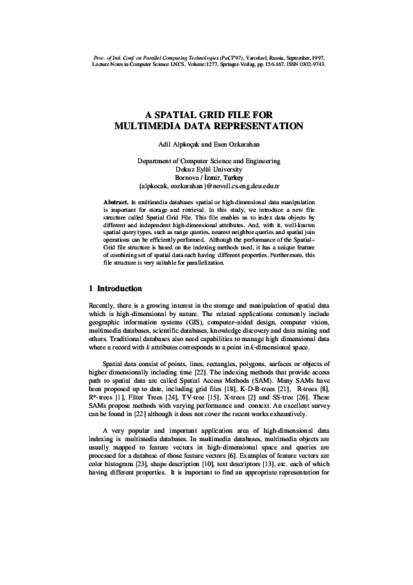 (PDF) A Spatial Grid file for multimedia data representation