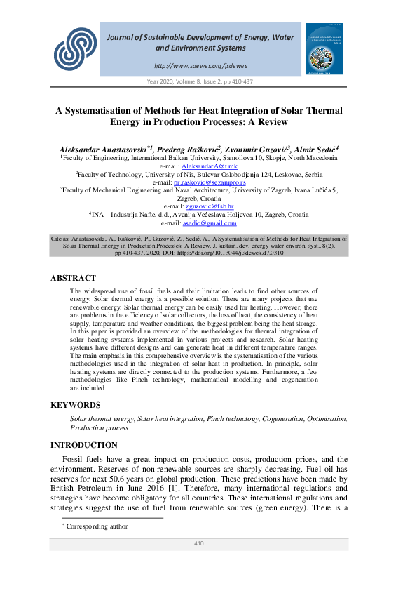 (PDF) A Systematisation of Methods for Heat Integration of Solar ...