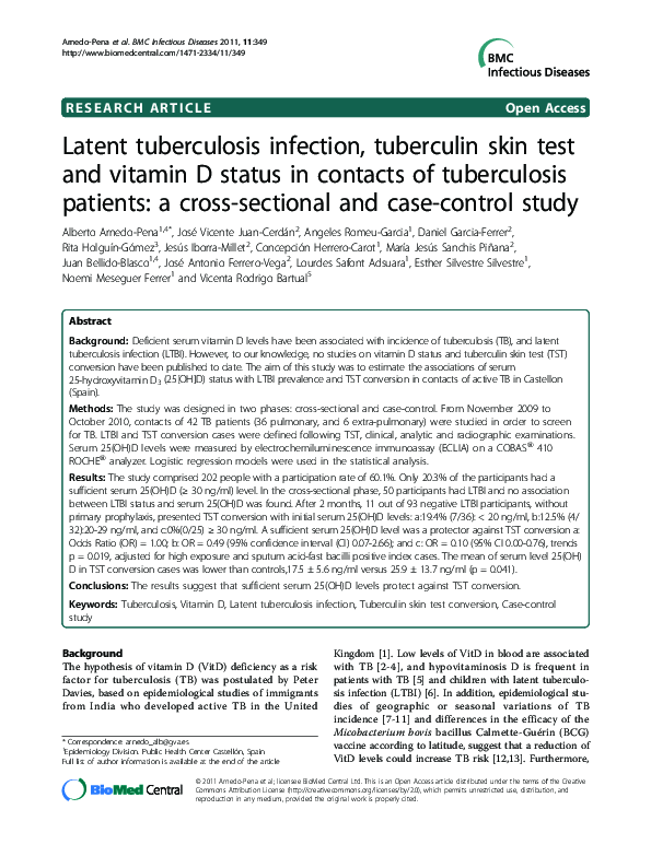 (PDF) Latent tuberculosis infection, tuberculin skin test and vitamin D ...