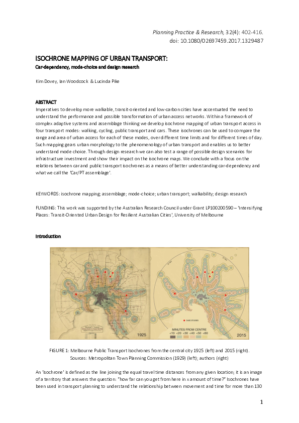 (PDF) Isochrone Mapping of Urban Transport: Car-dependency, Mode-choice ...