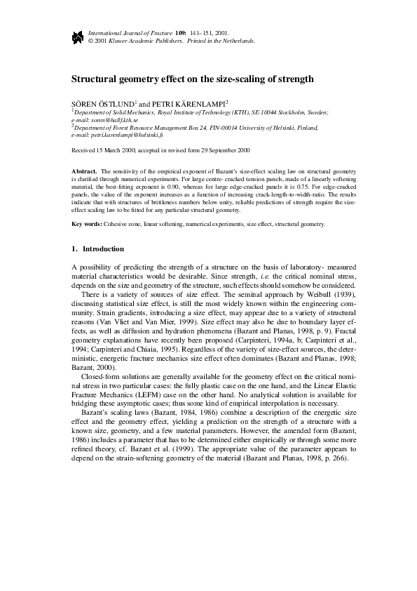 (PDF) Structural geometry effect on the size-scaling of strength