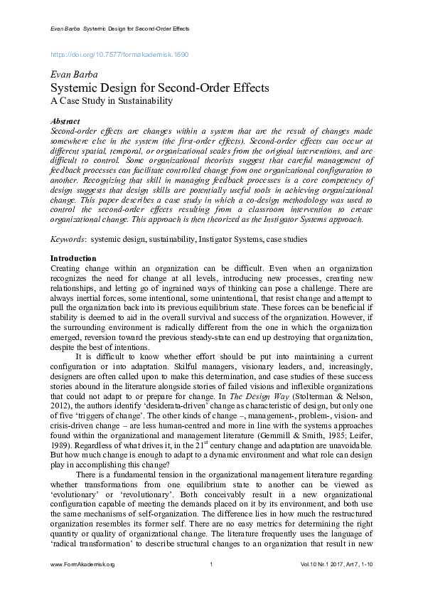 (PDF) Systemic Design for Second-Order Effects