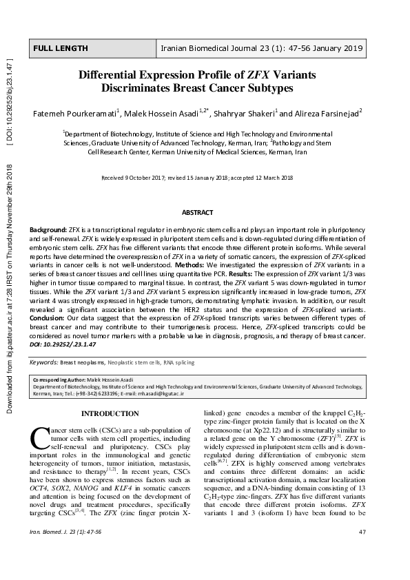 (PDF) Differential Expression Profile of ZFX Variants Discriminates ...