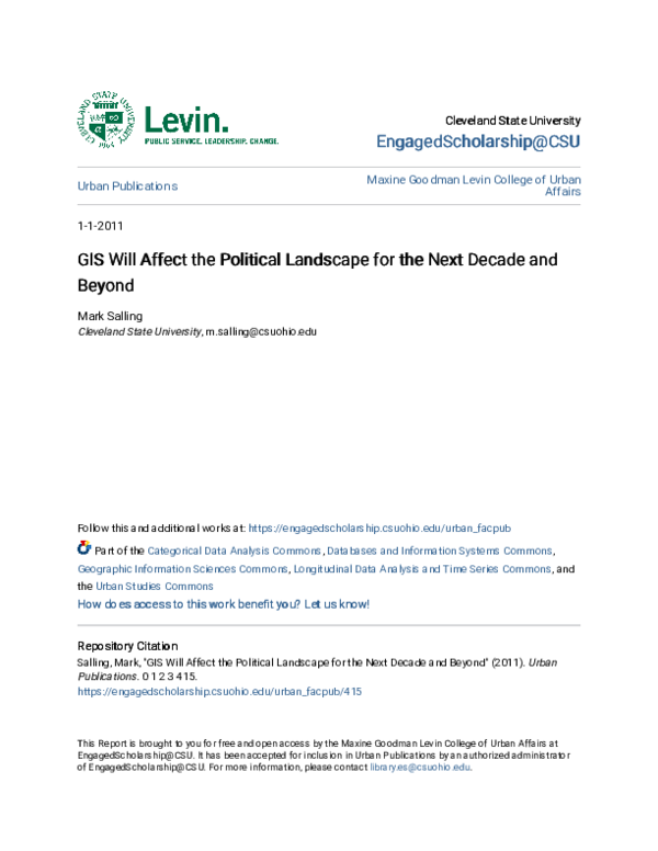 (PDF) GIS Will Affect the Political Landscape for the Next Decade and ...