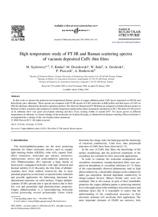 (PDF) High temperature study of FT-IR and Raman scattering spectra of ...