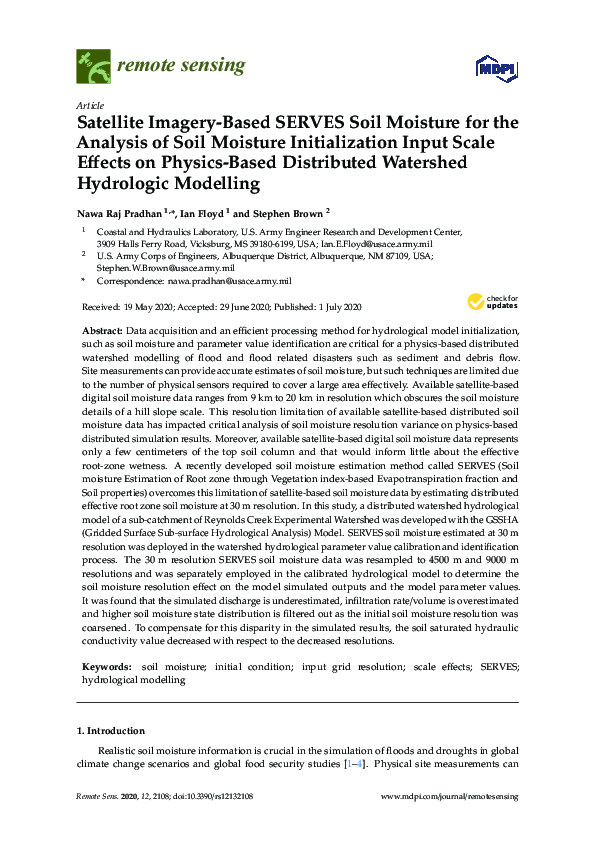 (PDF) Satellite Imagery-Based SERVES Soil Moisture for the Analysis of ...