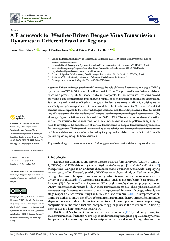 (PDF) A Framework for Weather-Driven Dengue Virus Transmission Dynamics ...