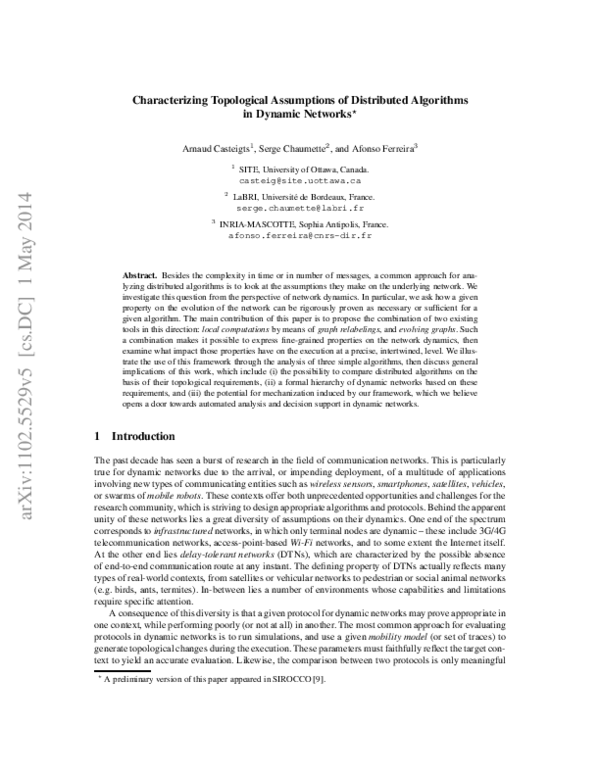 (PDF) On the Assumptions about Network Dynamics in Distributed Computing