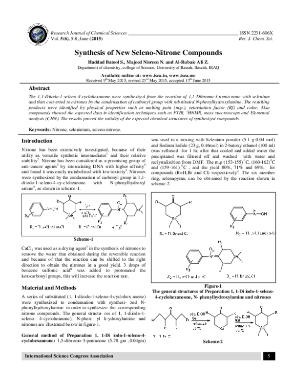 (PDF) Synthesis of New Seleno-Nitrone Compounds