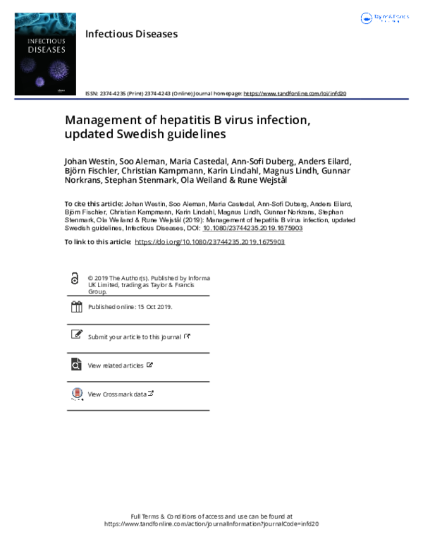 (PDF) Management of hepatitis B virus infection, updated Swedish guidelines