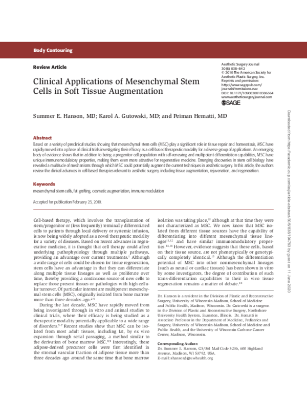 (PDF) Clinical Applications of Mesenchymal Stem Cells in ...