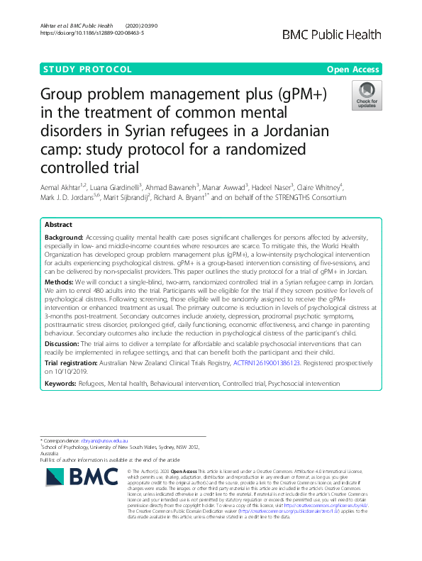 (PDF) Group problem management plus (gPM+) in the treatment of common ...