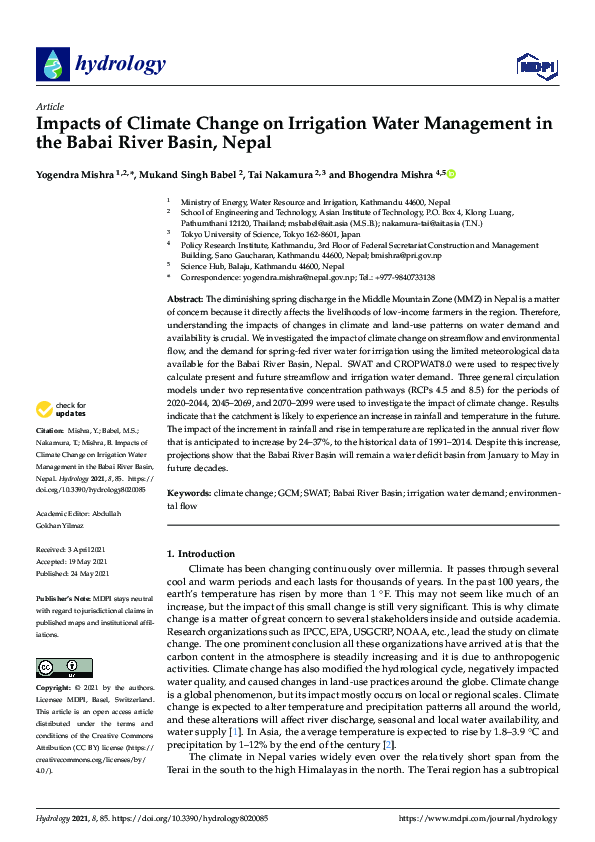 (PDF) Impacts of Climate Change on Irrigation Water Management in the ...