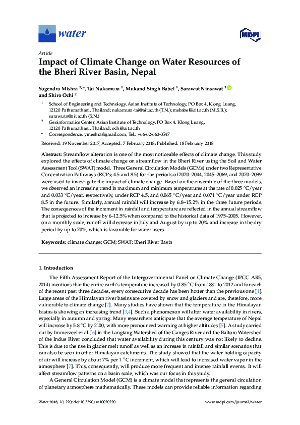 (PDF) Impact of Climate Change on Water Resources of the Bheri River ...