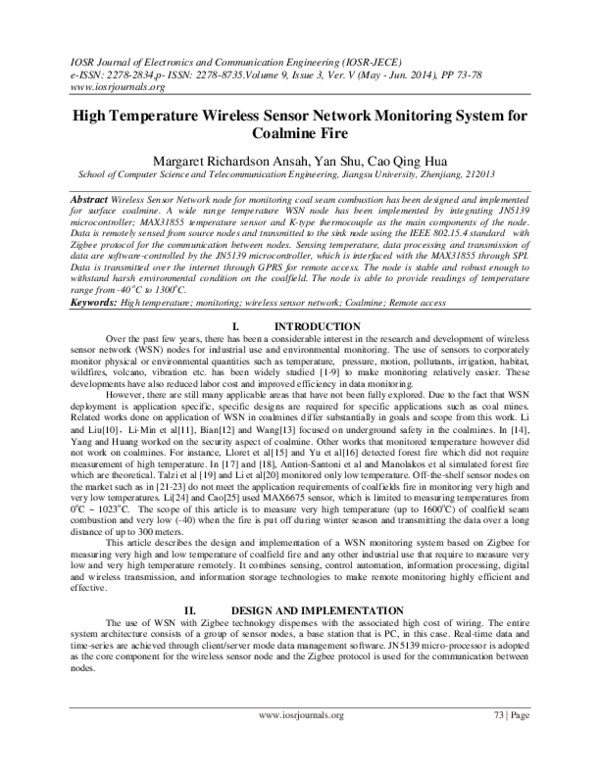 (PDF) High Temperature Wireless Sensor Network Monitoring System for ...