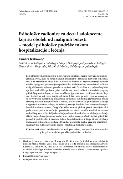 (PDF) Psychological workshops for children and adolescents suffering ...
