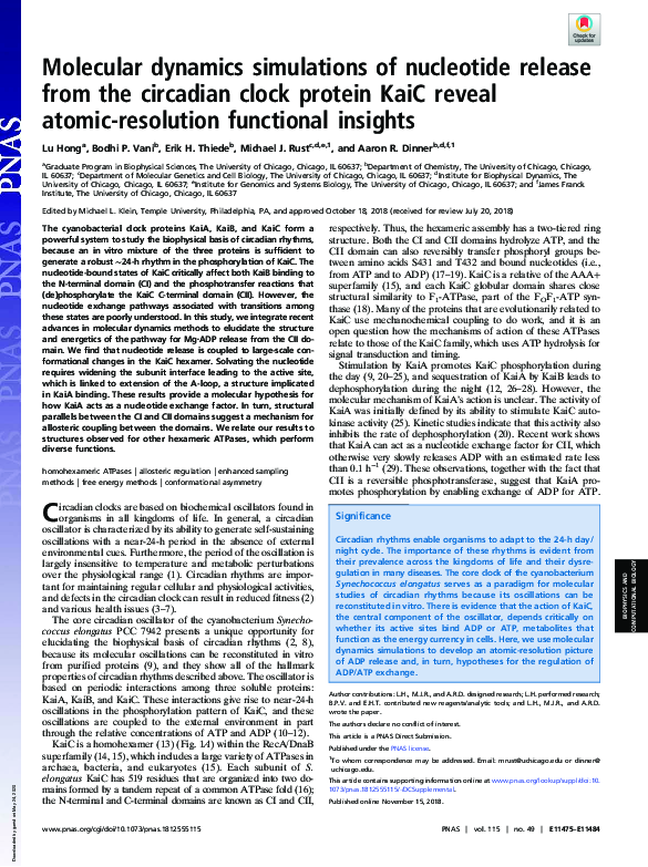 (PDF) Molecular dynamics simulations of nucleotide release from the ...