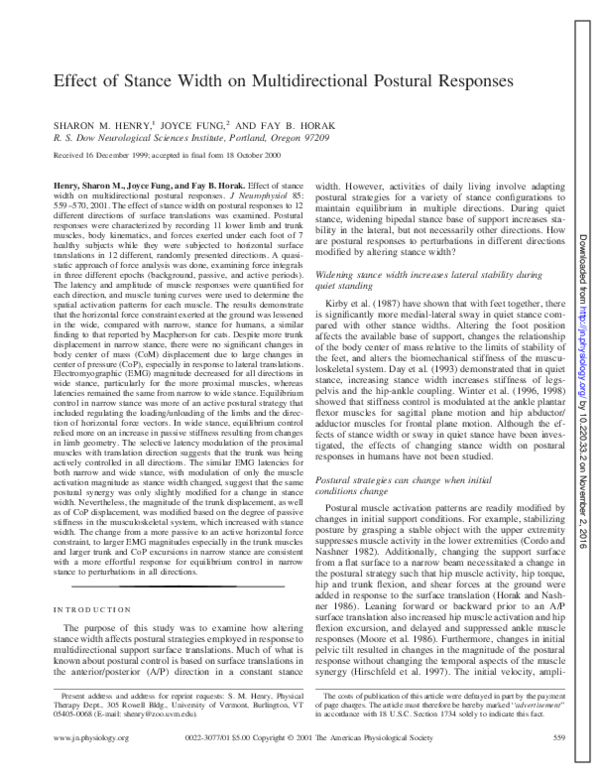 (PDF) Effect of stance width on multidirectional postural responses
