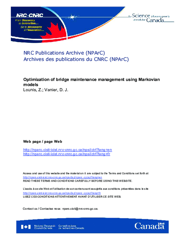 (PDF) Optimization of bridge maintenance management using Markovian models