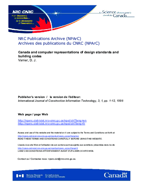 (PDF) Canada and computer representations of design standards and