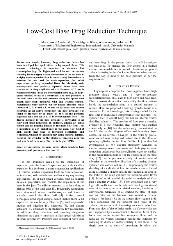 (PDF) Low-Cost Base Drag Reduction Technique