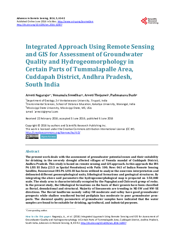 (PDF) Integrated Approach Using Remote Sensing and GIS for Assessment ...