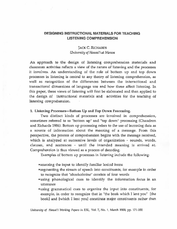 (PDF) Designing instructional materials for teaching listening ...