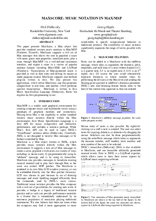 (PDF) MaxScore: Music Notation in Max/MSP