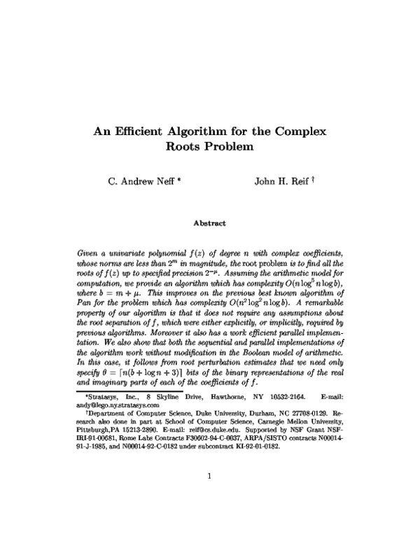 (PDF) An Efficient Algorithm for the Complex Roots Problem