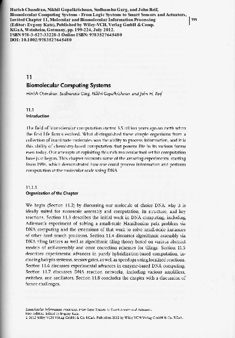 (PDF) Biomolecular Computing Systems