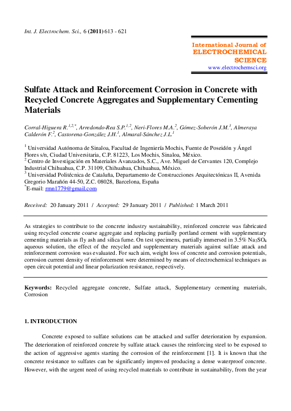 (PDF) Sulfate attack and reinforcement corrosion in concrete with ...