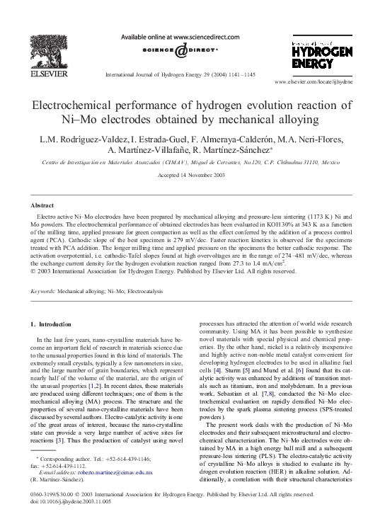 (PDF) Electrochemical performance of hydrogen evolution reaction of Ni ...