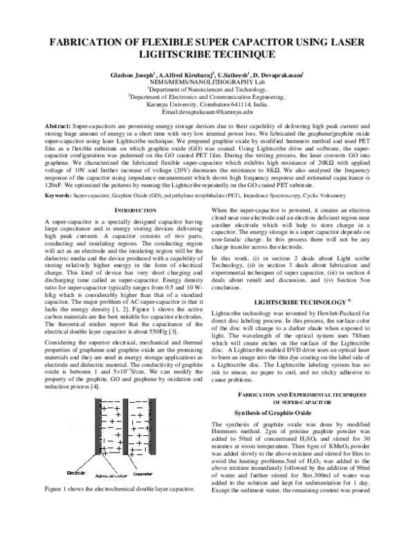 (PDF) Fabrication of Flexible Super Capacitor Using Laser Lightscribe ...