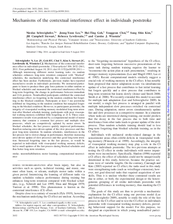 (PDF) Mechanisms of the contextual interference effect in individuals ...