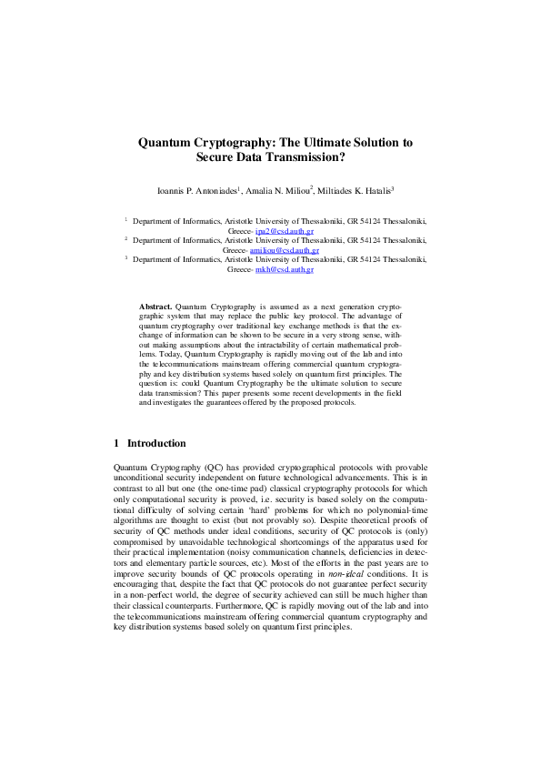 (PDF) Quantum Cryptography: The Ultimate Solution to Secure Data ...
