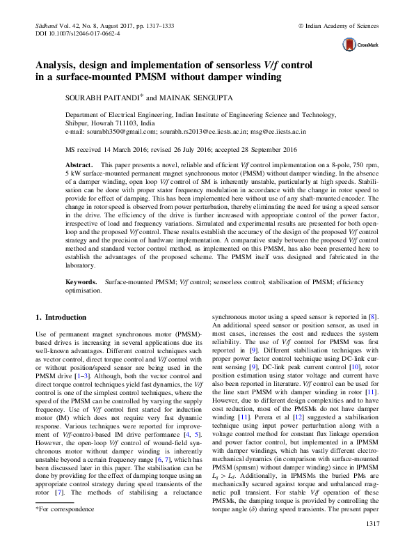 (PDF) Analysis, design and implementation of sensorless V/f control in ...