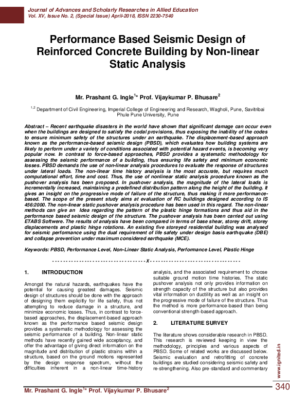 (PDF) Performance Based Seismic Design of Reinforced Concrete Building ...