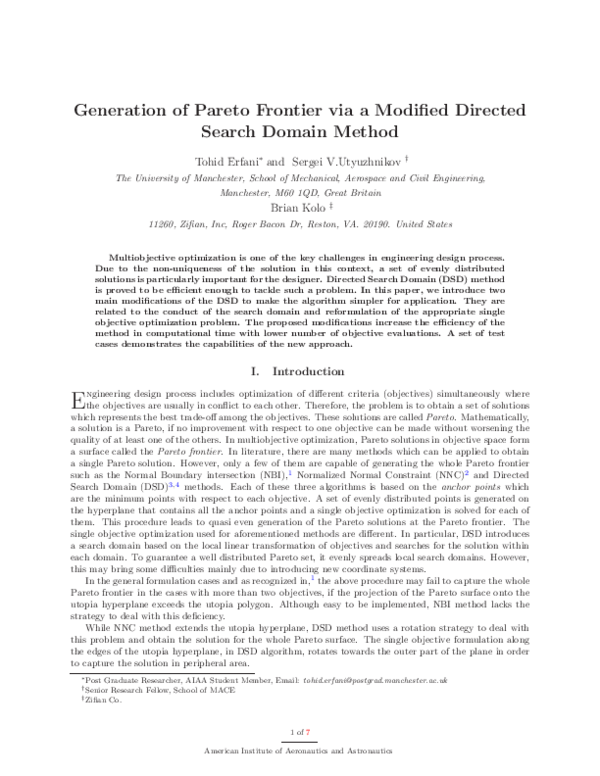 (PDF) Generation of pareto frontier via a modified directed search ...