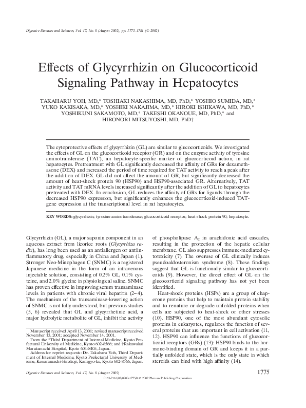 (PDF) Effects of glycyrrhizin on the glucocorticoid signal transduction