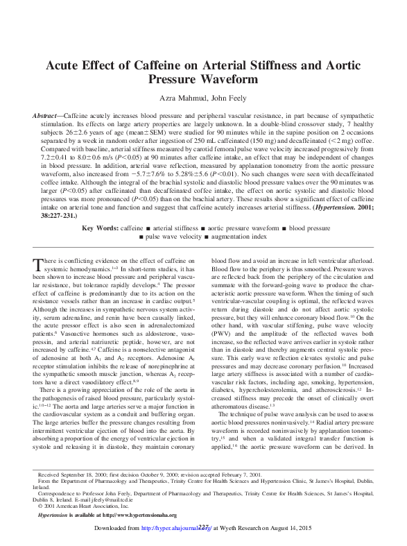 (PDF) Acute Effect of Caffeine on Arterial Stiffness and Aortic ...