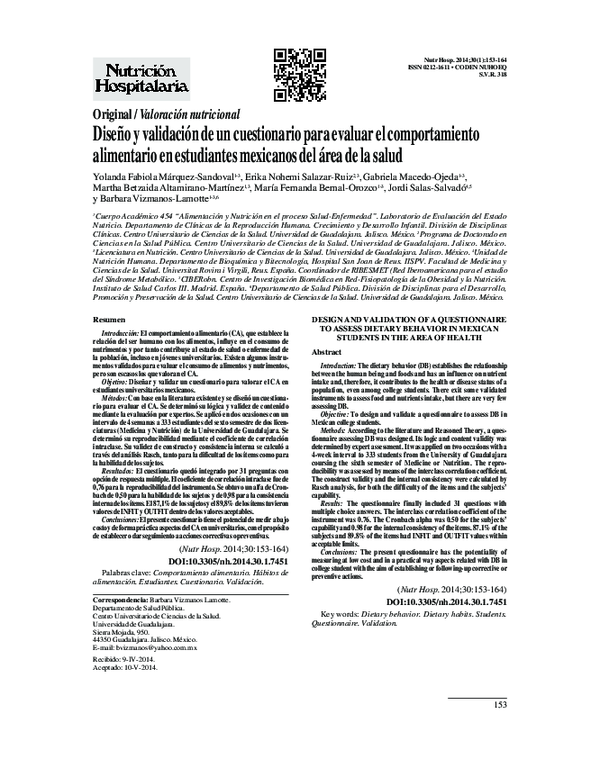 (PDF) [Design and validation of a questionnaire to assess dietary ...