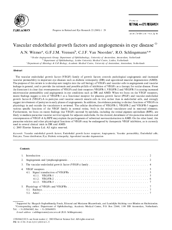 (PDF) Vascular endothelial growth factors and angiogenesis in eye disease
