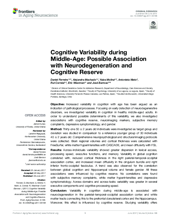 (PDF) Cognitive Variability during Middle-Age: Possible Association ...