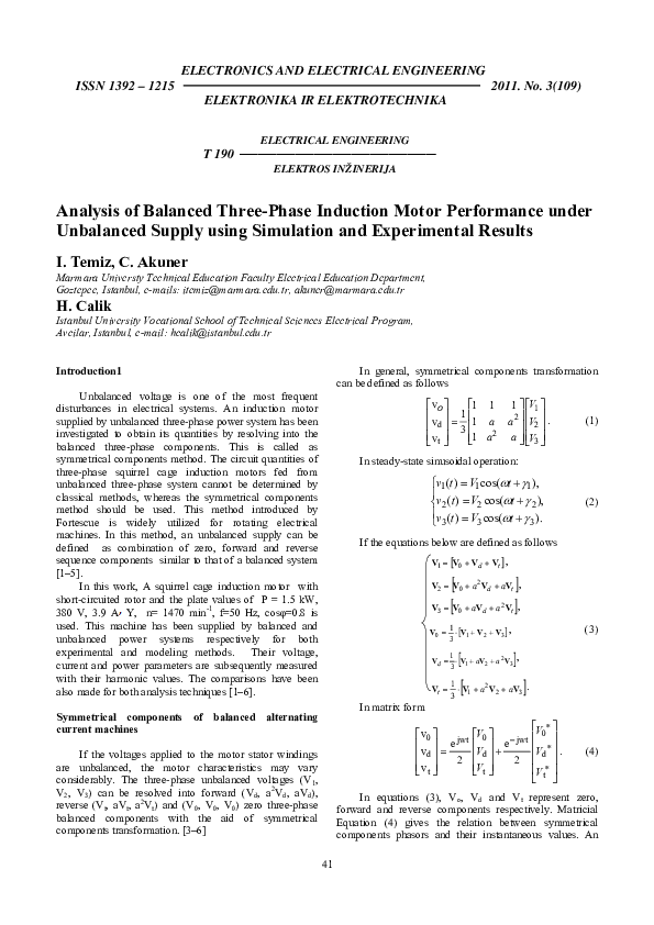 (PDF) Analysis of Balanced Three-Phase Induction Motor Performance ...